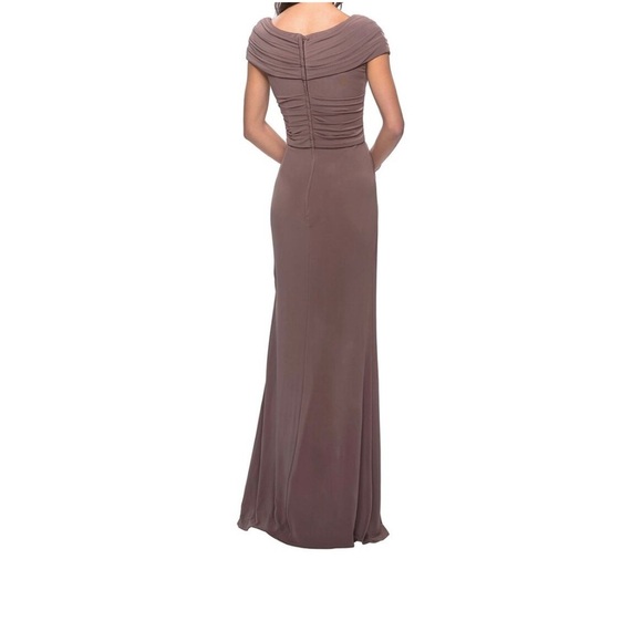 LA FEMME 26519 Ruched Jersey Formal Evening Column Cocoa Size 2 NWT - Picture 3 of 6